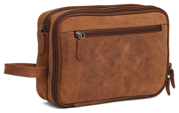 WILDHORN® Leather Toiletry Bag for Men or Women - Dopp Kit for Travel Large Cosmetic and Shaving Bag. Toiletries Organizer