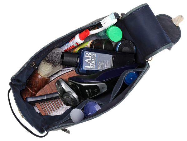 WILDHORN® Leather Toiletry Bag for Men or Women - Dopp Kit for Travel Large Cosmetic and Shaving Bag. Toiletries Organizer