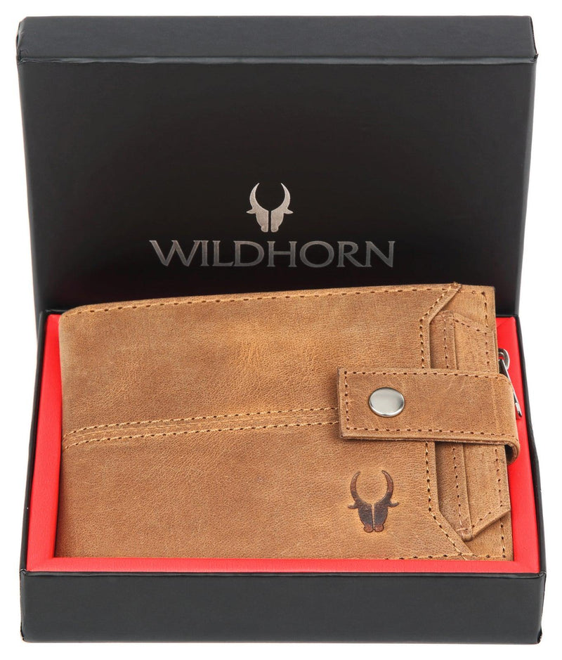 WILDHORN Top Grain Leather Wallet for Men | Ultra Strong Stitching | Handcrafted | RFID Blocking Technology | Side Zip with 9 Card Slots | 2 ID Slots - WILDHORN