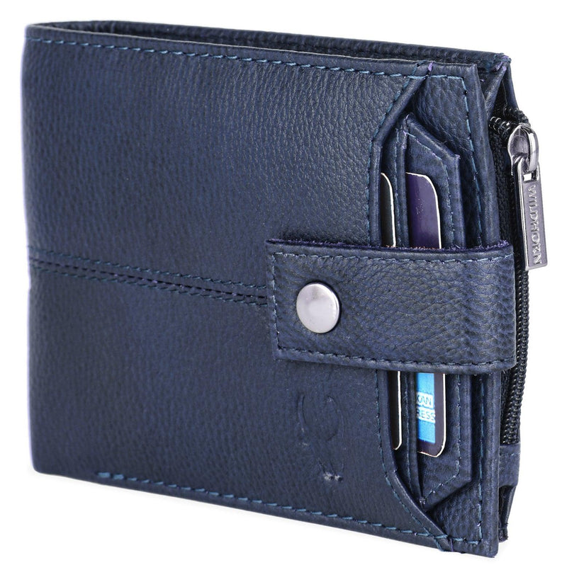 WILDHORN Top Grain Leather Wallet for Men | Ultra Strong Stitching | Handcrafted | RFID Blocking Technology | Side Zip with 9 Card Slots | 2 ID Slots - WILDHORN