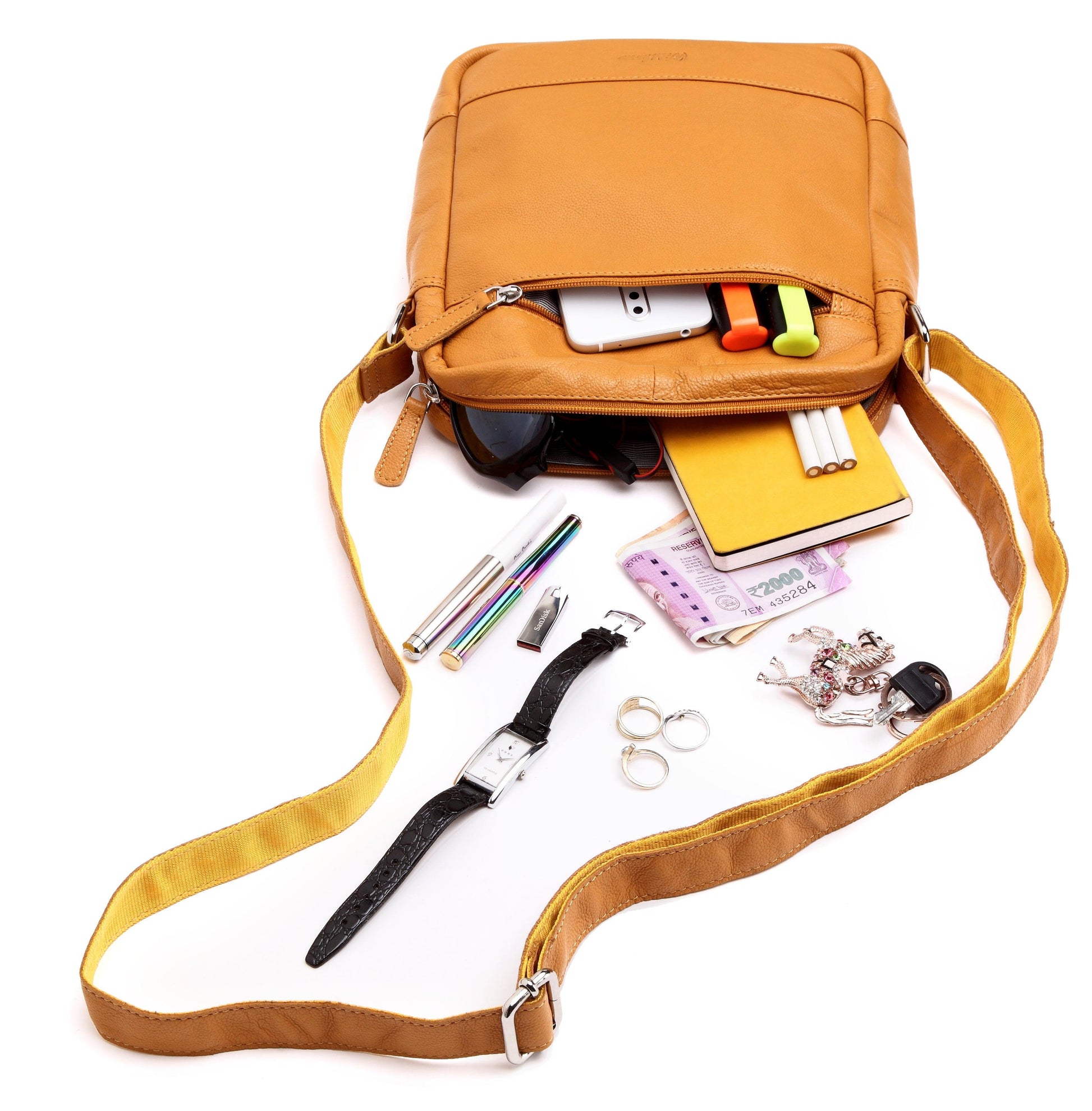 WILDHORN® Genuine Leather Ladies Sling Bag | Crossbody Bag|Shoulder Bag with Adjustable Strap for Girls & Women - WILDHORN