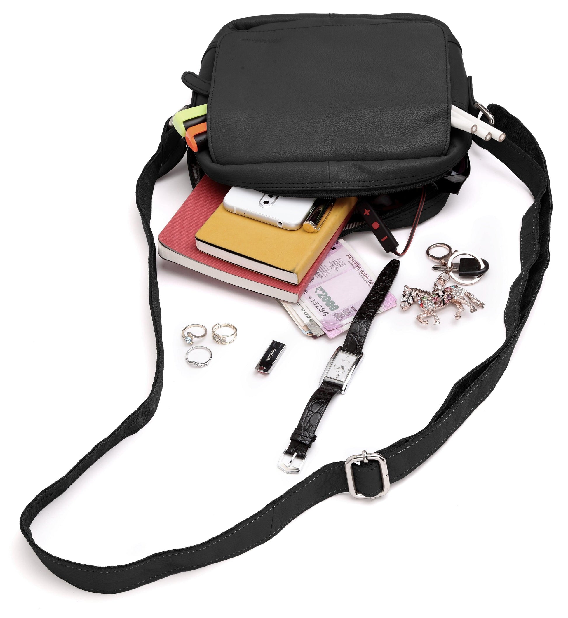 WILDHORN® Genuine Leather Ladies Sling Bag | Crossbody Bag|Shoulder Bag with Adjustable Strap for Girls & Women - WILDHORN