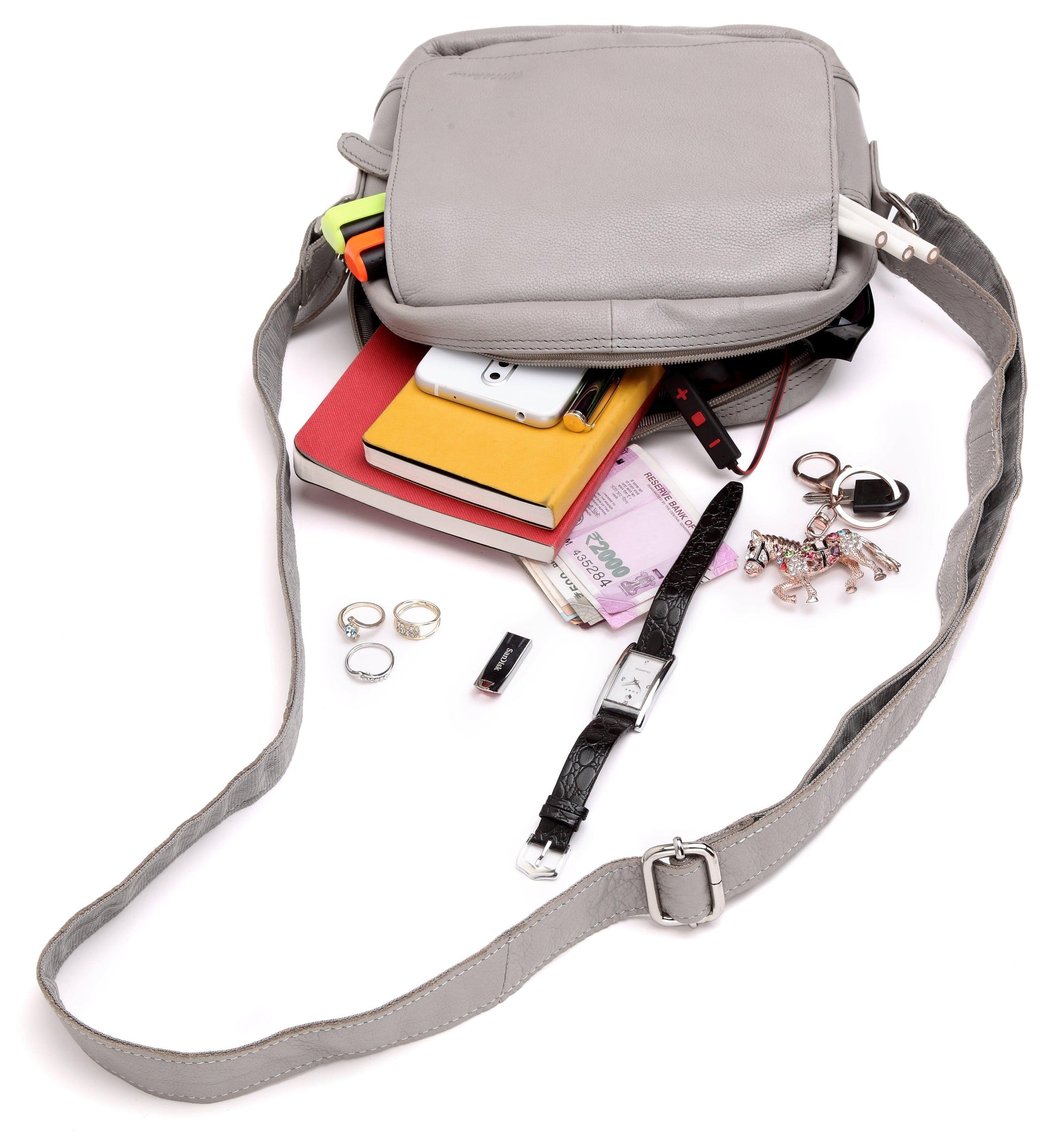 WILDHORN® Genuine Leather Ladies Sling Bag | Crossbody Bag|Shoulder Bag with Adjustable Strap for Girls & Women - WILDHORN
