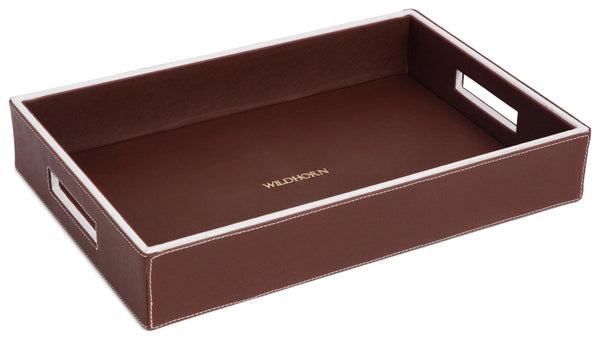 WildHorn Square Brown Tray with Handles .Handcrafted Decorative Serving Tray for Table Decor, Kitchen and Dining and Gifts - WILDHORN