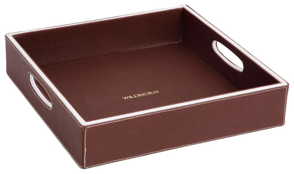 WildHorn Square Brown Tray with Handles .Handcrafted Decorative Serving Tray for Table Decor, Kitchen and Dining and Gifts. - WILDHORN