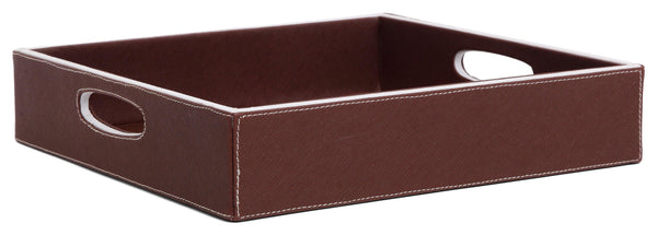 WildHorn Square Brown Tray with Handles .Handcrafted Decorative Serving Tray for Table Decor, Kitchen and Dining and Gifts. - WILDHORN