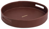 WildHorn Round Brown Tray with Handles .Handcrafted Decorative Serving Tray for Table Decor, Kitchen and Dining and Gifts - WILDHORN