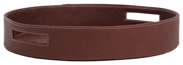 WildHorn Round Brown Tray with Handles .Handcrafted Decorative Serving Tray for Table Decor, Kitchen and Dining and Gifts - WILDHORN