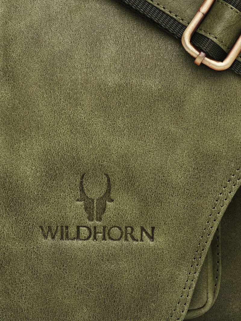 WILDHORN Leather Messenger Bag for Men I Handcrafted I Adjustable Strap I DIMENSION:L- 11 inch H-9.5 inch W- 3 inch