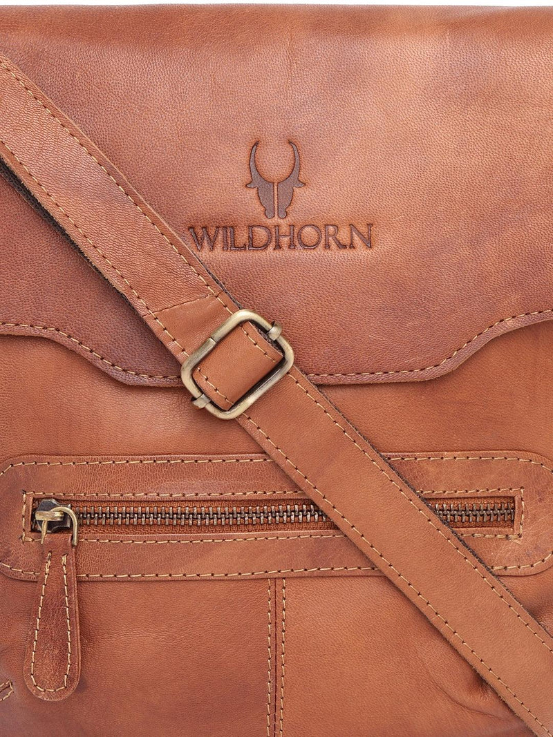WILDHORN® 100% Genuine Leather Sling Messenger Bag for Men