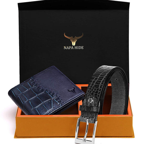 Napa Hide Men's 100% Genuine Leather Wallet & Belt Combo (NPHCOMBO001) - WILDHORN