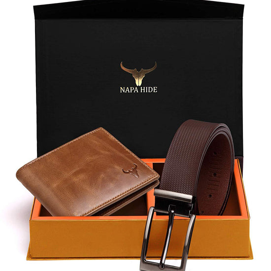 Napa Hide Men's 100% Genuine Leather Wallet & Belt Combo (NPHCOMBO005) - WILDHORN