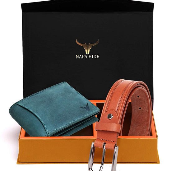 Napa Hide Men's 100% Genuine Leather Wallet & Belt Combo (NPHCOMBO007) - WILDHORN