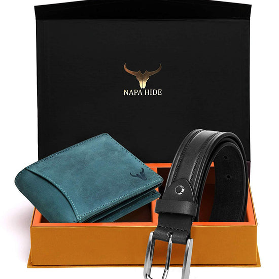 Napa Hide Men's 100% Genuine Leather Wallet & Belt Combo (NPHCOMBO008) - WILDHORN