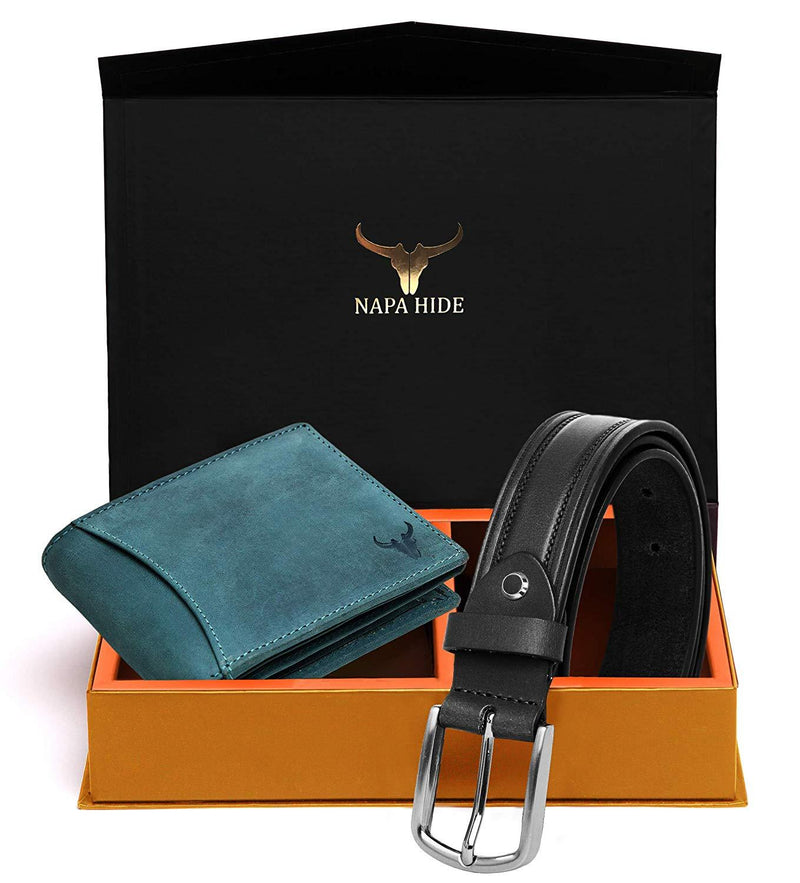 Napa Hide Men's 100% Genuine Leather Wallet & Belt Combo (NPHCOMBO008) - WILDHORN