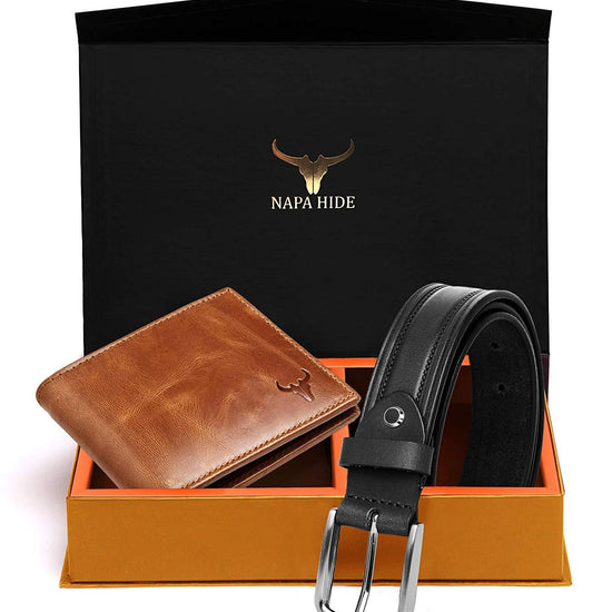 Napa Hide Men's 100% Genuine Leather Wallet & Belt Combo (NPHCOMBO009) - WILDHORN