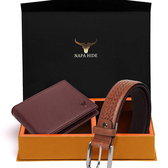 Napa Hide Men's 100% Genuine Leather Wallet & Belt Combo (NPHCOMBO010) - WILDHORN