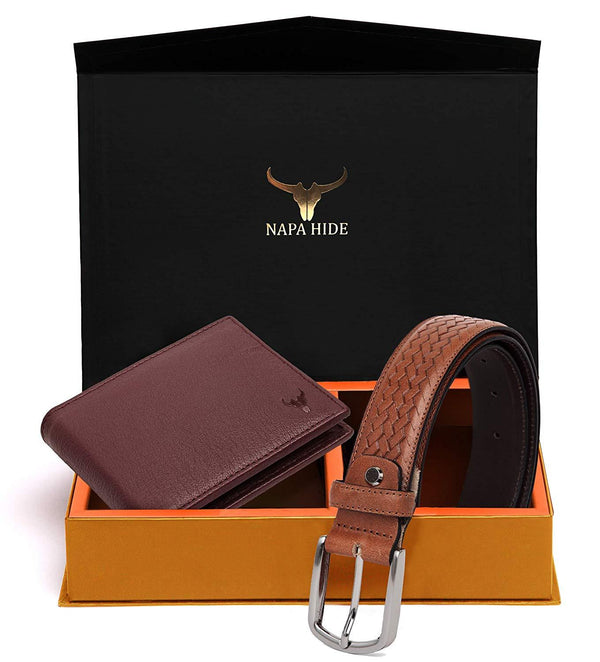 Napa Hide Men's 100% Genuine Leather Wallet & Belt Combo (NPHCOMBO010) - WILDHORN