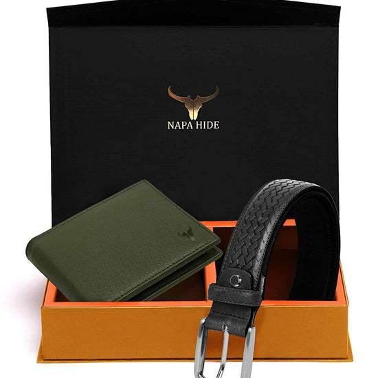 Napa Hide Men's 100% Genuine Leather Wallet & Belt Combo (NPHCOMBO011) - WILDHORN