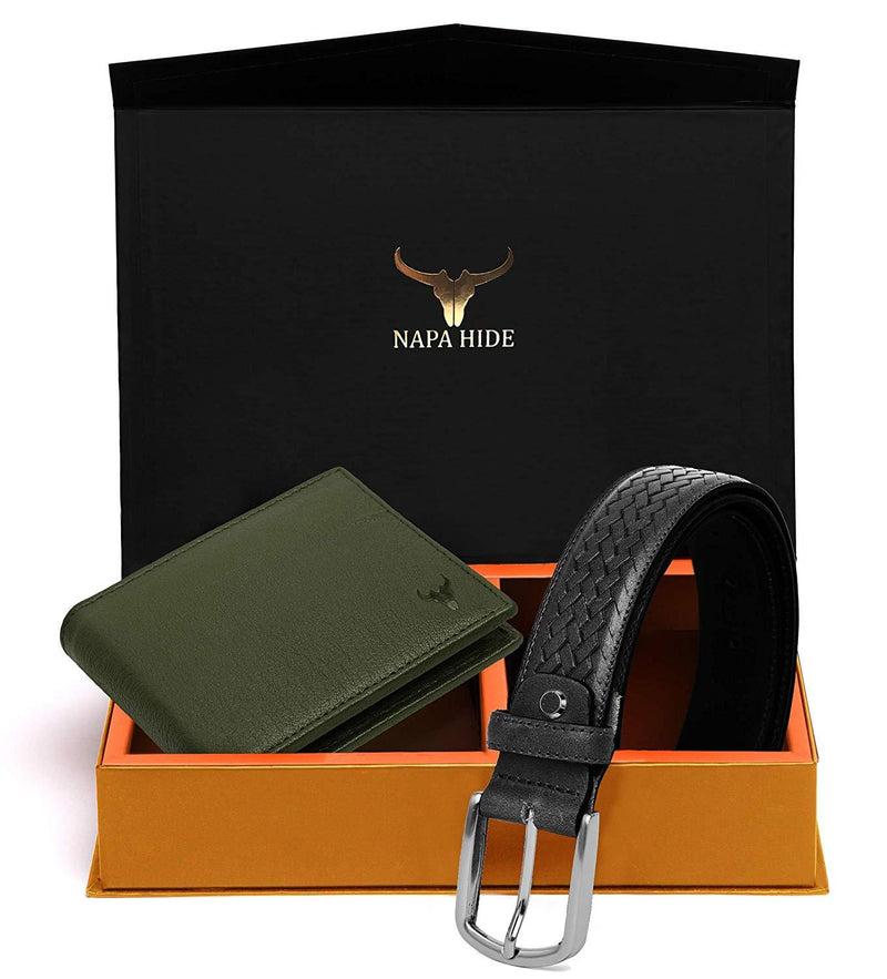 Napa Hide Men's 100% Genuine Leather Wallet & Belt Combo (NPHCOMBO011) - WILDHORN