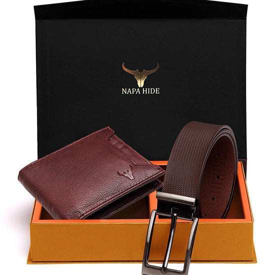 Napa Hide Men's 100% Genuine Leather Wallet & Belt Combo (NPHCOMBO020) - WILDHORN