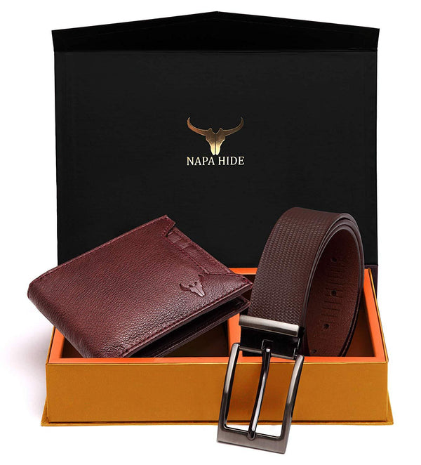 Napa Hide Men's 100% Genuine Leather Wallet & Belt Combo (NPHCOMBO020) - WILDHORN