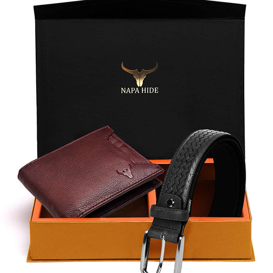 Napa Hide Men's 100% Genuine Leather Wallet & Belt Combo (NPHCOMBO021) - WILDHORN