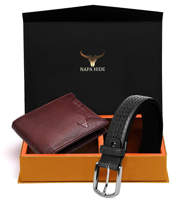 Napa Hide Men's 100% Genuine Leather Wallet & Belt Combo (NPHCOMBO021) - WILDHORN