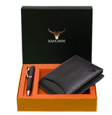 Napa Hide RFID Protected Genuine High Quality Leather Wallet & Pen Combo for Men (Black) - WILDHORN