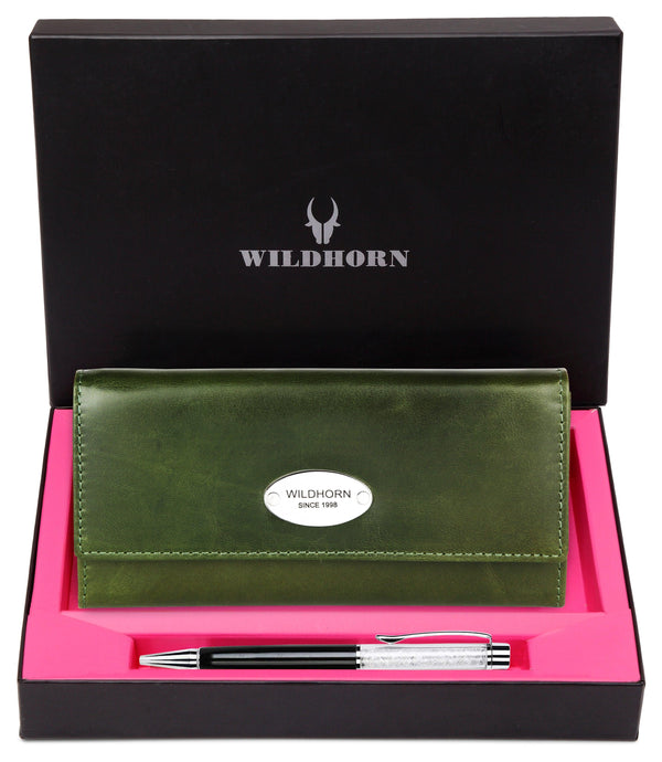 WILDHORN® Women's Leather Wallet and Pen Combo Set - WILDHORN