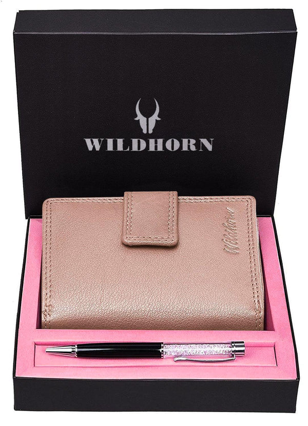 WILDHORN® Women's Leather Wallet and Pen Combo Set