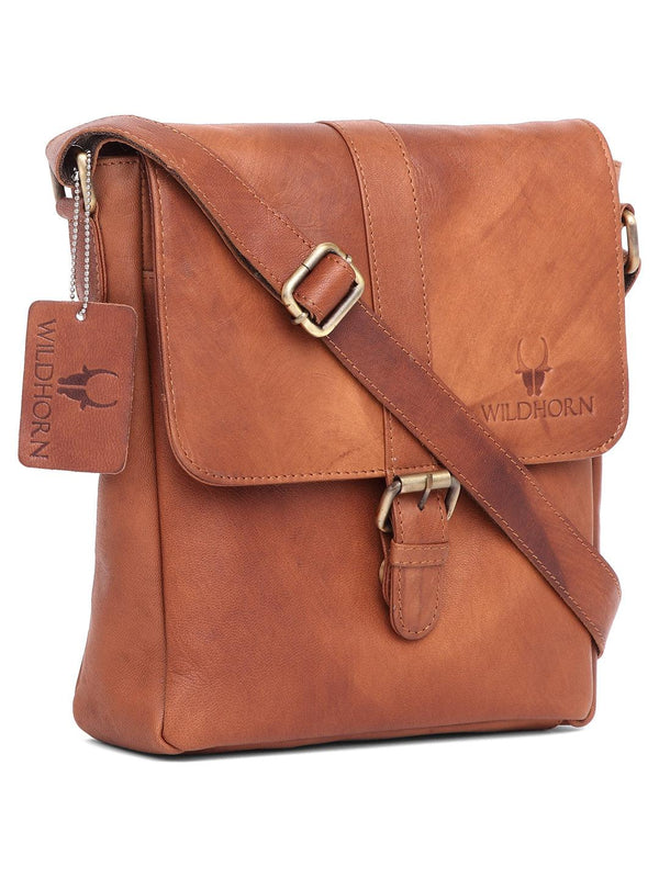 WILDHORN® 100% Genuine Leather Sling Messenger Bag for Men