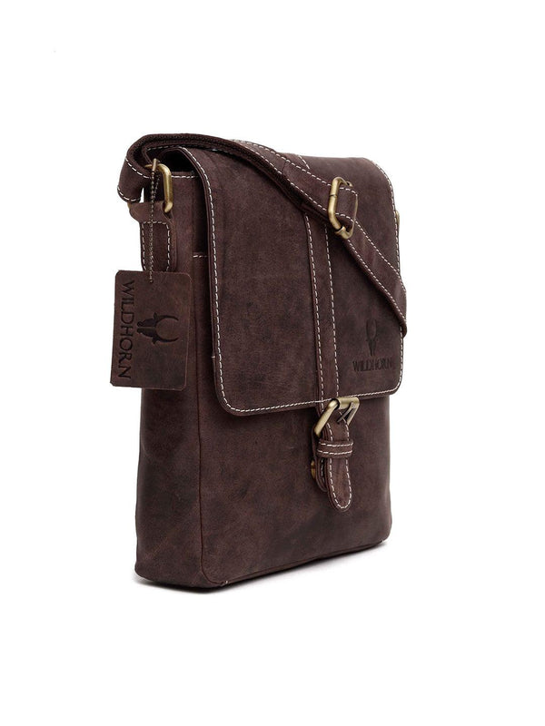 WILDHORN® 100% Genuine Leather Sling Messenger Bag for Men