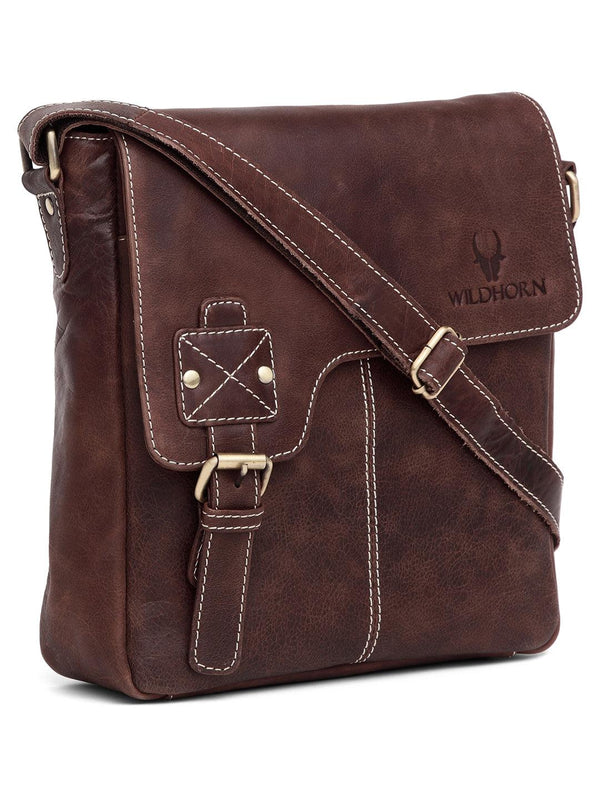 WILDHORN® 100% Genuine Leather Sling Messenger Bag for Men
