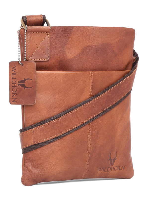 WILDHORN® 100% Genuine Leather Sling Messenger Bag for Men