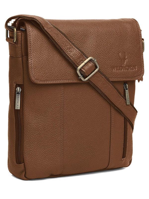 WILDHORN® Original Leather 11 inch Sling Messenger Bag for Men I Multipurpose Crossbody Bag I Travel Bag with Adjustable Strap I IDIMENSION: L- 10 inch H- 11 inch W- 3 inch