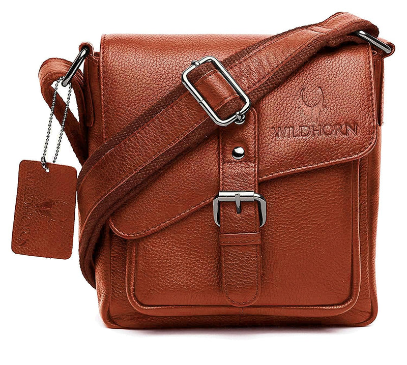 WILDHORN® Original Leather 9 inch Sling Bag for Men I Multipurpose Crossbody Bag I Travel Bag with Adjustable Strap I DIMENSION: L- 8 inch H- 9 inch W- 3 inch - WILDHORN