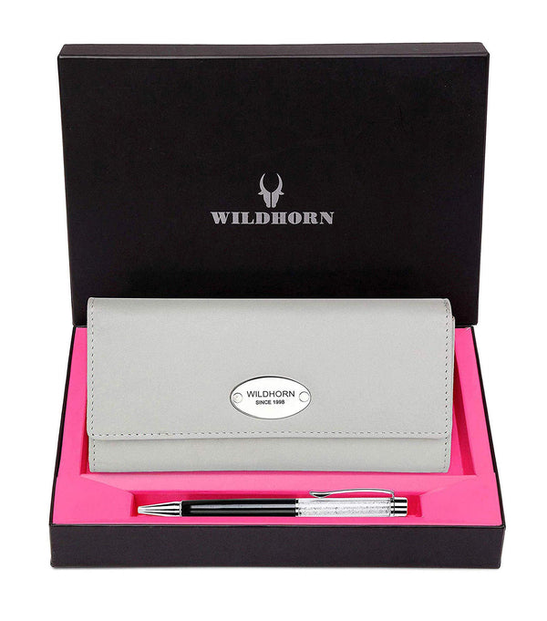 WILDHORN® Women's Leather Wallet and Pen Combo Set - WILDHORN