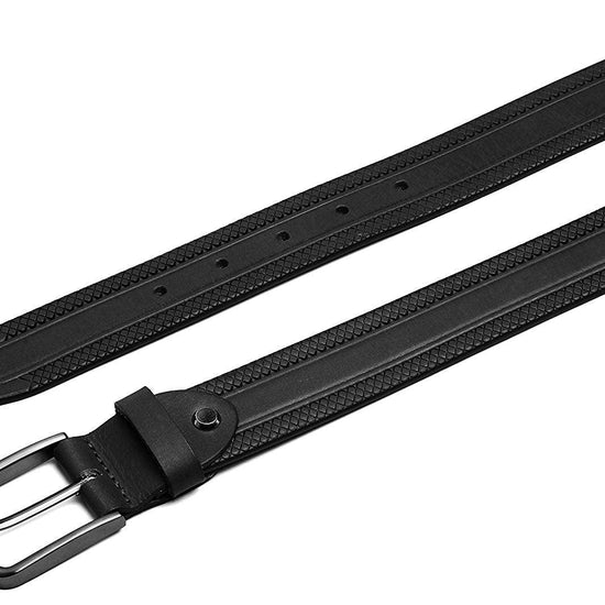 Casual 100% Genuine Leather Mens Leather Belt WHRH523 - BLACK - WILDHORN