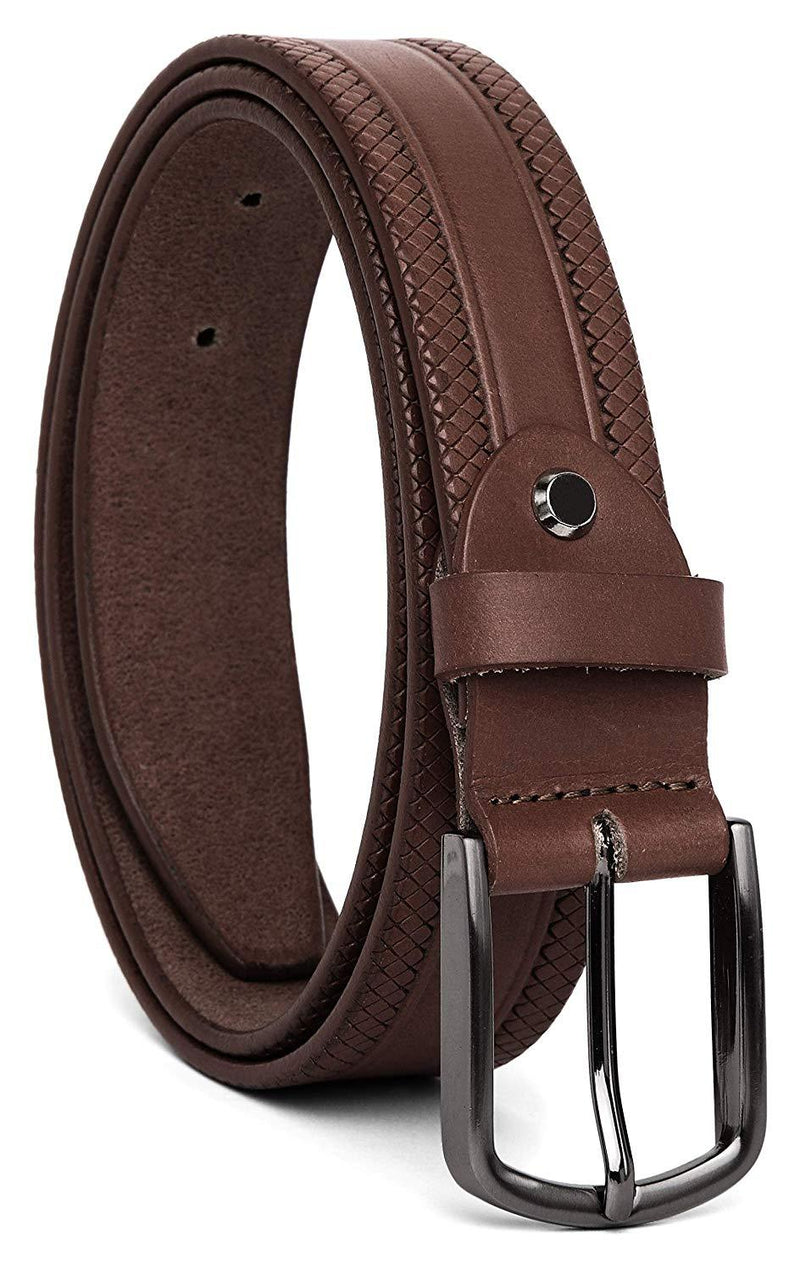 Casual 100% Genuine Leather Mens Leather Belt WHRH523 - BROWN - WILDHORN