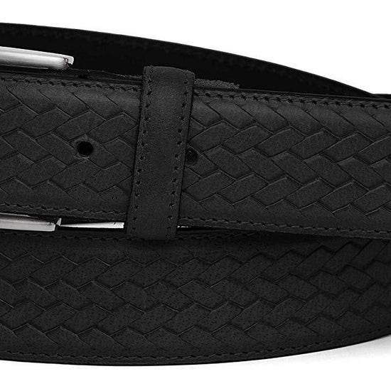 Casual 100% Genuine Leather Mens Leather Belt WHRH525 - BLACK - WILDHORN