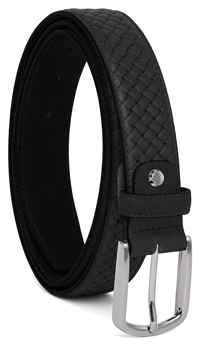 Casual 100% Genuine Leather Mens Leather Belt WHRH526 - BLACK - WILDHORN