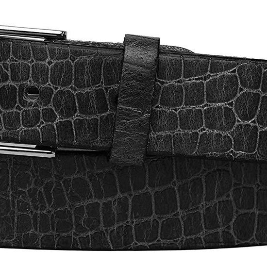 Casual 100% Genuine Leather Mens Leather Belt WHRH528 - BLACK - WILDHORN