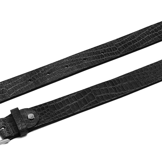 Casual 100% Genuine Leather Mens Leather Belt WHRH528 - BLACK - WILDHORN