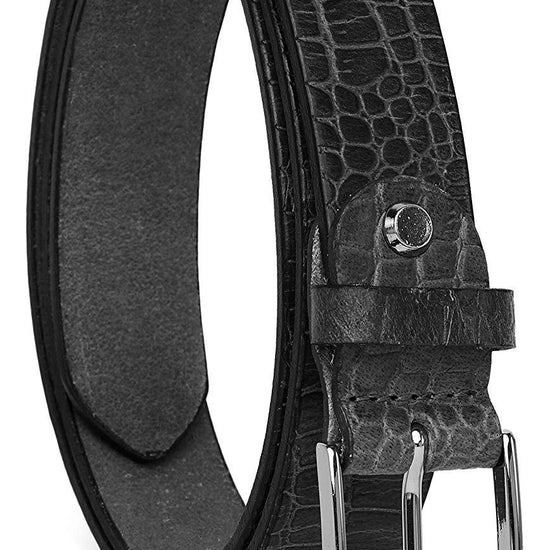 Casual 100% Genuine Leather Mens Leather Belt WHRH528 - BLACK - WILDHORN