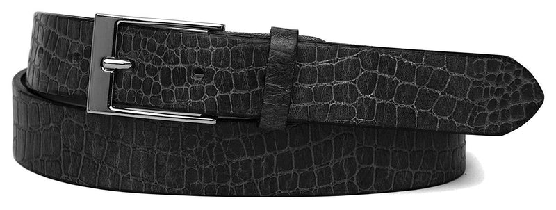 Casual 100% Genuine Leather Mens Leather Belt WHRH528 - BLACK - WILDHORN