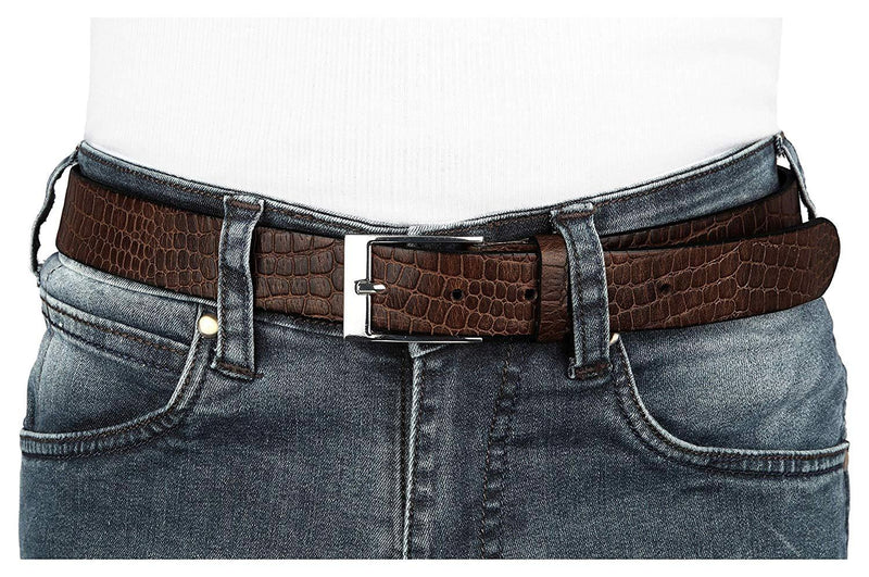 Casual 100% Genuine Leather Mens Leather Belt WHRH528 - BROWN - WILDHORN