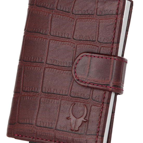 WildHorn® RFID Protected Unisex Genuine Leather Card Holder (Bombay Brown Croco) - WILDHORN