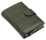 WildHorn® RFID Protected Unisex Genuine Leather Card Holder (Green Croco) - WILDHORN