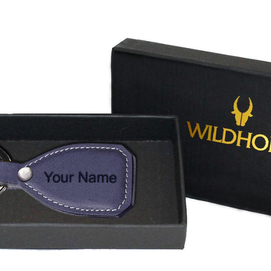 WildHorn®Custom Engraved Personalized High Quality Leather Keychain for Gifting - WILDHORN